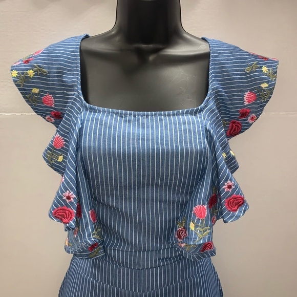 New Without Tags - Wide Leg, Pin Striped Jumpsuit - Picture 5 of 6